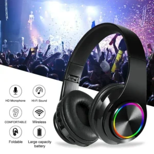 my-11134207-7qukx-lexum8tkb0pgee.webp B39 Bluetooth Wireless Headphone Headset Bass Stereo RGB Light with Microphone Memory Card TF Slot Earphone Earphones
