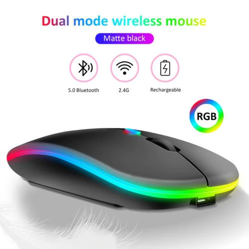 Wireless Bluetooth Mouse RGB Dual Mode Rechargeable For PC   Laptop