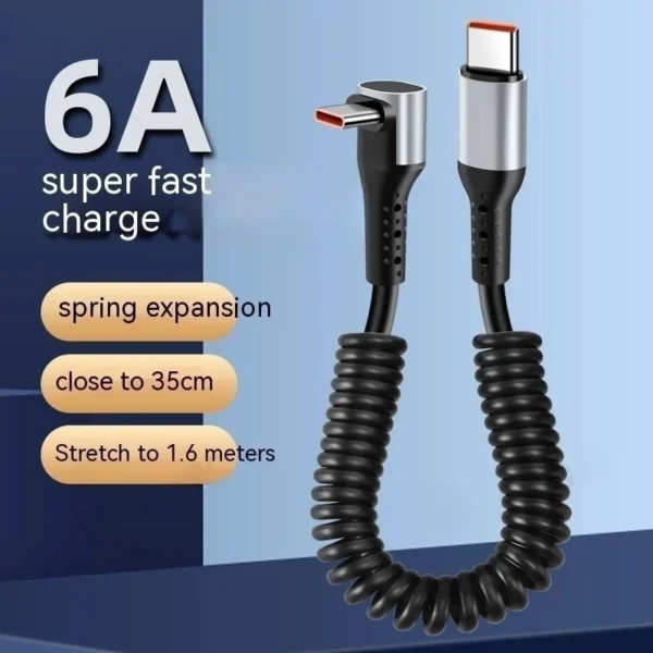 my-11134207-820ld-mi1kq636eozk67.webp Cable Blind Insertion 66W Elbow Fast Charging Cable Retractable Super Stereoscopic Telescop USB Vehicle