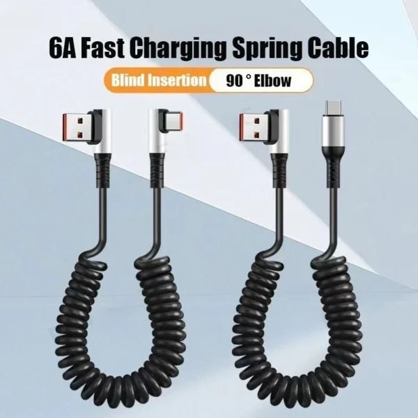 my-11134207-820le-mi1kq6367o5e29.webp Cable Blind Insertion 66W Elbow Fast Charging Cable Retractable Super Stereoscopic Telescop USB Vehicle