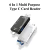 6 In 1 Card Reader USB2 USB C Card Reader TF Micro SD Smart Memory Card Reader Type C OTG Flash Drive