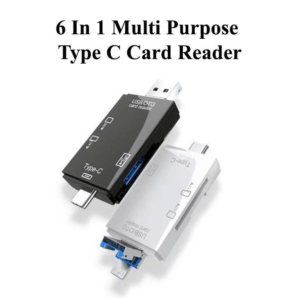 6 In 1 Card Reader USB2 USB C Card Reader TF Micro SD Smart Memory Card Reader Type C OTG Flash Drive