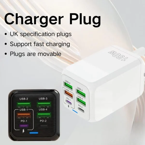 sg-11134201-7rd3o-m7vue0v27lwn6f.webp Charger 150W Flash 5V 4Usb Type C Usb 2Pd Multi Micro Power Port