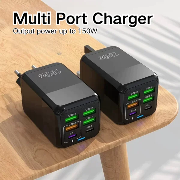 sg-11134201-7rd4a-m7vudzqjp87b1e.webp Charger 150W Flash 5V 4Usb Type C Usb 2Pd Multi Micro Power Port