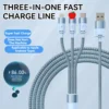 Fast 120W Cable 3 in 1 Nylon Bradied Type C Cable Fast Charger Fast Charging 6A