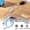 Fast 120W Cable 3 in 1 Nylon Bradied Type C Cable Fast Charger Fast Charging 6A
