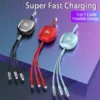 C100W Retractable 3 in 1 Super Fast Charging 100W Type C Micro USB Cable Chargers Cabel