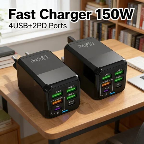 sg-11134201-82608-mk7ezfpn86wyab.webp Charger 150W Flash 5V 4Usb Type C Usb 2Pd Multi Micro Power Port